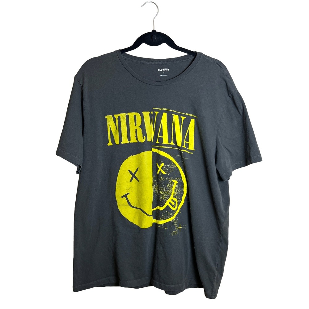 Old Navy Nirvana Graphic Tee Men's XL Charcoal Gray Grunge Skater‎ Short Sleeve